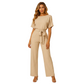 High Waist Lace Detail Jumpsuit for Women with Straight Leg Fit