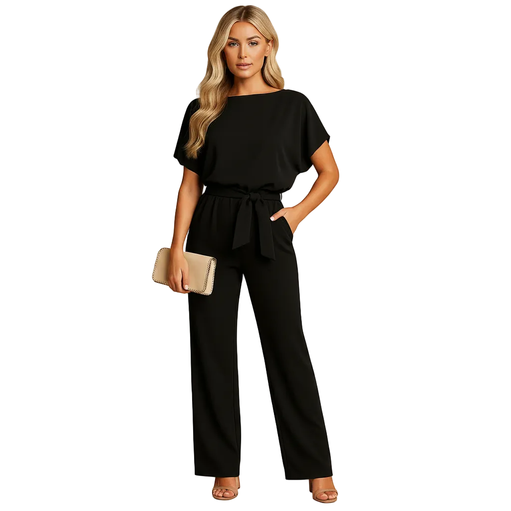 High Waist Lace Detail Jumpsuit for Women with Straight Leg Fit